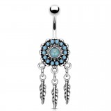 Piercing nombril attrape rêve 06 - Billes turquoises