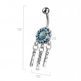 Piercing nombril attrape rêve 06 - Billes turquoises