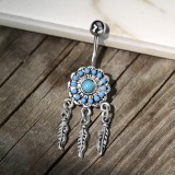 Piercing nombril attrape rêve 06 - Billes turquoises