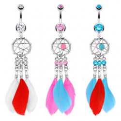 Piercing nombril attrape rêve 07 - Véritables plumes