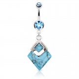 Piercing nombril pierre semi-précieuse 16 - Turquoise