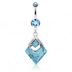 Piercing nombril pierre semi-précieuse 16 - Turquoise