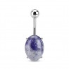 Piercing nombril pierre semi-précieuse 18 - Ovale en lapis Lazuli
