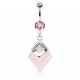 Piercing nombril pierre semi-précieuse 20 - Losange en quartz rose
