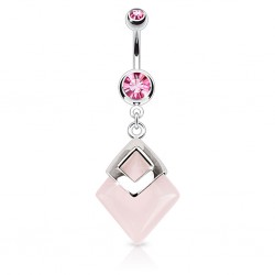 Piercing nombril pierre semi-précieuse 20 - Quartz rose