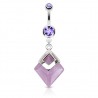 Piercing nombril pierre semi-précieuse 21 - Losange en améthyste