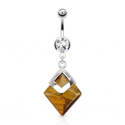 Piercing nombril pierre semi-précieuse 23 - Oeil de tigre