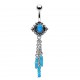 Piercing nombril pierre semi-précieuse 24 - Turquoise trois chainettes