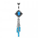 Piercing nombril pierre semi-précieuse 24 - Turquoise