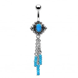 Piercing nombril pierre semi-précieuse 24 - Turquoise