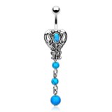 Piercing nombril pierre semi-précieuse 27 - Turquoise