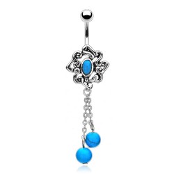 Piercing nombril pierre semi-précieuse 28 - Turquoise