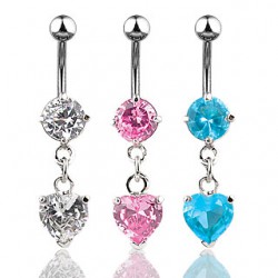 Piercing nombril cristal 01 - Coeur deluxe