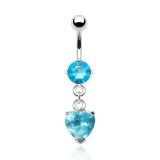 Piercing nombril cristal 01 - Coeur deluxe