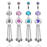 Piercing nombril coeur 47 - Trois chainettes