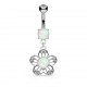Piercing nombril fleur 43 - Centre opalite