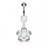 Piercing nombril fleur 43 - Centre opalite
