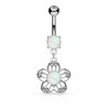 Piercing nombril fleur 43 - Centre opalite