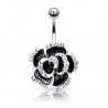 Piercing nombril fleur 66 - Noire multistrass