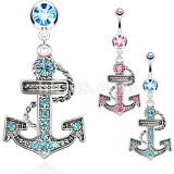 Piercing nombril ancre marine 03 - Corde multiples strass