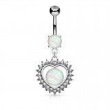 Piercing nombril coeur 20 - Centre opalite