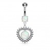 Piercing nombril coeur 20 - Centre opalite