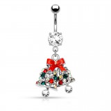 Piercing nombril deux cloches multistrass (05)