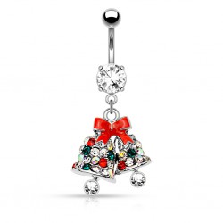 Piercing nombril deux cloches multistrass (05)
