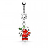 Piercing nombril deux cloches rouges (06)