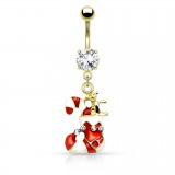 Piercing nombril botte et sucre d'orge plaqué-or (17)
