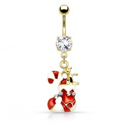 Piercing nombril botte et sucre d'orge plaqué-or (17)