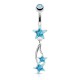 Piercing nombril étoile 04 - Pendantes bleu-clair