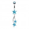 Piercing nombril étoile 04 - Pendantes bleu-clair