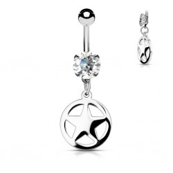 Piercing nombril étoile 12 - Grise dans cercle