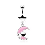 Piercing nombril étoile 14 - Lune et coeur