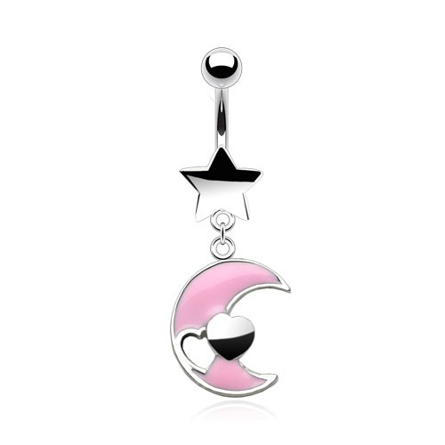 Piercing nombril en or blanc 14K à vissage interne pierre en coeur Piercing nombril en or blanc 14K à vissage interne pierre en coeur