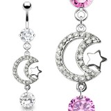 Piercing nombril étoile 16 - Lune et cercle