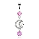 Piercing nombril étoile 16 - Lune et cercle