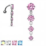 Piercing nombril inversé 11 - Quatre strass ronds