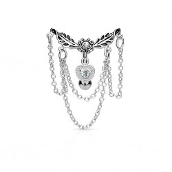 Piercing nombril inversé 27 - Feuilles et chainettes