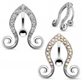 Piercing nombril inversé 43 - Bouts en spirales strass