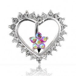 Piercing nombril inversé 13 - Coeur avec fleur