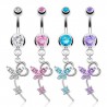 4 Faux Piercings Nombril Clip - Acier Chirurgical Avec Cœur Et Diamant