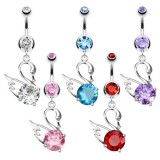 Piercing nombril cygne avec zircone rond (15)