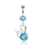 Piercing nombril cygne avec zircone rond (15)