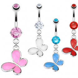 Piercing nombril papillon coloré unicolore (39)