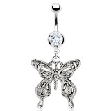 Piercing nombril papillon gris majestueux (23)