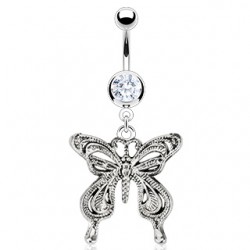 Piercing nombril papillon gris majestueux (23)