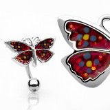 Piercing nombril papillon avec paillettes inversé (48)