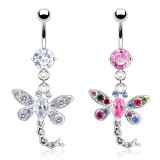 Piercing nombril libellule multiples strass (63)